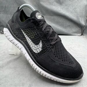 Nike Free RN Flyknit 2018 Running Shoes Men’s Size 9.5 Black White Athletic